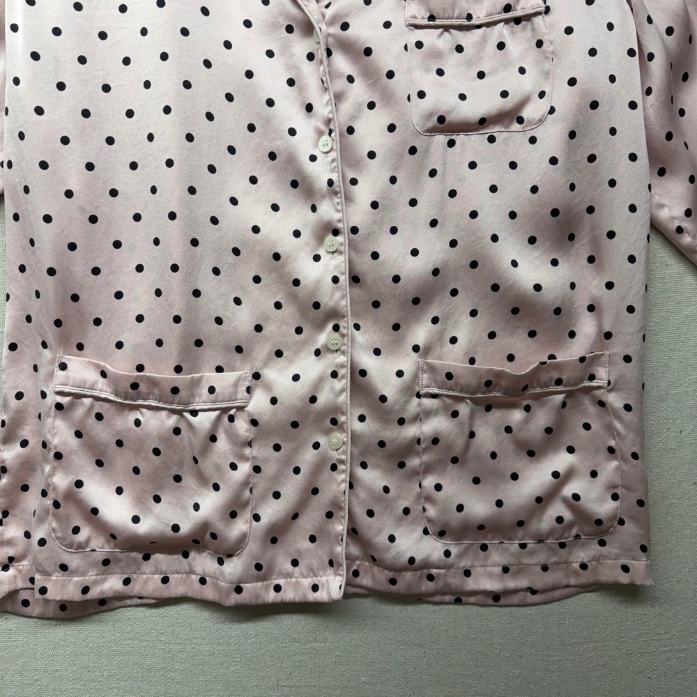 Victoria's Secret Pink Polka Dot 100% Mulberry Silk Pajama Set Top Pants M - Picture 5 of 16